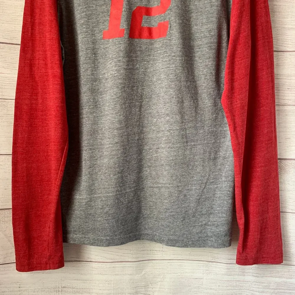 Adidas Heathered Gray Red Nebraska Cornhusker BERM ZONE Baseball Raglan Shirt L